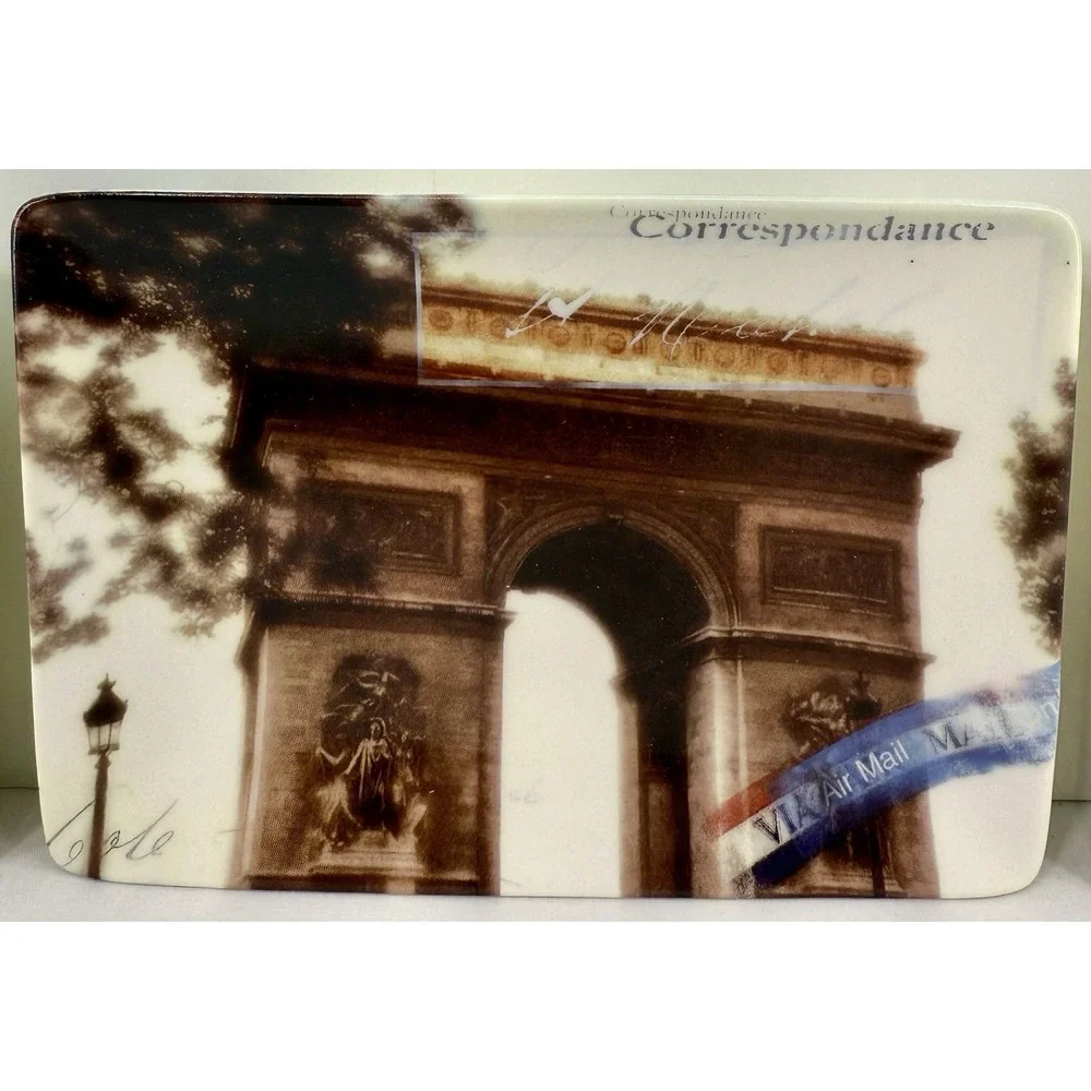 Restoration Hardware Carte Postale Paris Trays Set of 3 French Travel Decor‎ EUC